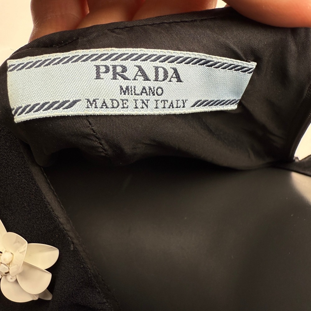 PRADA ASOTV Glamoretti Black Floral Beaded Embellished 3/4 Sleeve Blouse IT 42‎ - Picture 9 of 16
